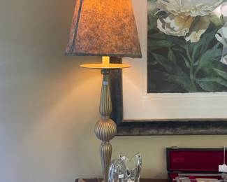 Louis Comfort Tiffany & Co Candlestick Holders, Table lamps, Linda Baker signed and numbered watercolor