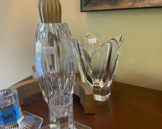 Gorham crystal vase, Orrefors Lotus Vase