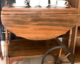 Vintage Tea Cart w/ Glass Serving Tray