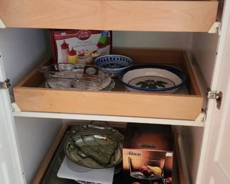 Various Dishes, Trays, Cake Decorating Items, Betty Crocker Decorating Set