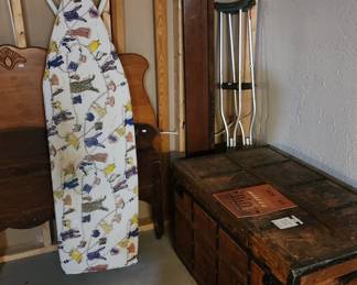 Wood Headboards, Antique Wood Trunk,  Ironing Board, Crutches