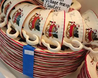 Masons Christmas Village Teacup & Saucers