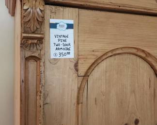 Vintage Pine Two Door Armoire