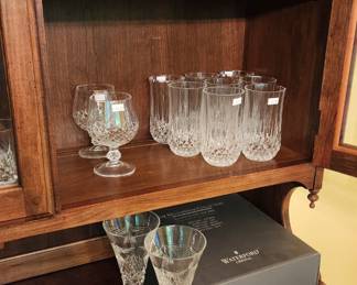 Waterford Millennium Flute Glasses, Crystal Glasses, Pennsylvania House China Cabinet