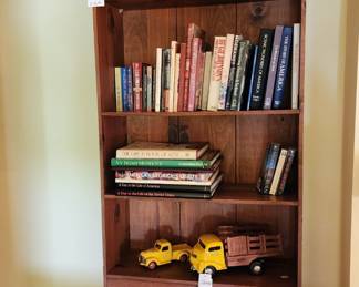 Vintage Wood Bookshelf, Books, Smith Miller Heinz 57 Truck