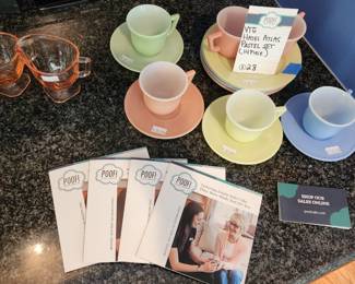 VTG Hazel Atlas Pastel Child's/Espresso Tea Set, Pink Depression Glass Cream and Sugar
