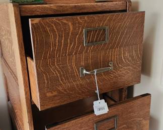 Vintage Oak Filing Cabinet, Vintage Gilbert Mantle Clock