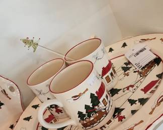 Masons Christmas Village Platter, Masons Christmas Village Mugs