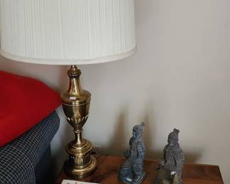 Vintage Brass Table Lamp, Vintage Chinese Terracotta Figure