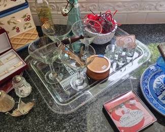 Salt & Pepper Shaker, Martini Glasses, Enamel Salt Box