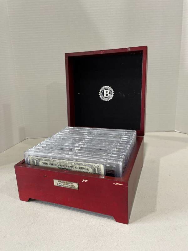 The Bradford Exchange The 20th Century one dollar silver certificate treasury collection in box (missing 002A) with coa