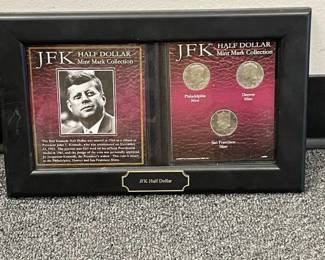 Framed JFK half dollar