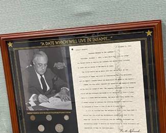 The Bradford Exchange limited edition framed presentation of The Franklin D Roosevelt Pearl Harbor address to the nation Masterpiece 16 x 21 in