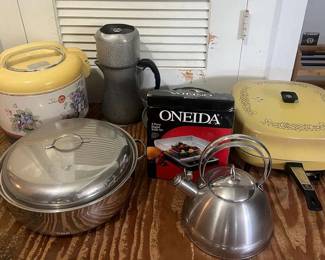 ABS052- Assorted Kitchen Appliances, Scale, Pans & More