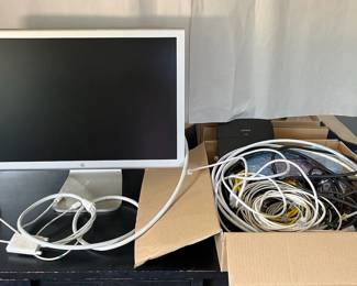 ABS205 Apple Computer Monitor & Mystery Box Of TV Cables
