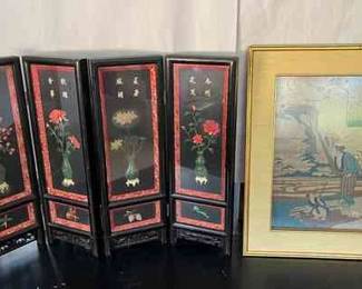 ABS296 Japanese Block Print & Chinese Lacquered Panel Art