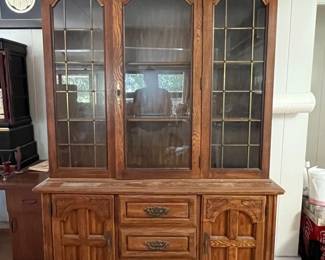 ABS078- (2) Piece Vintage Wooden China Hutch