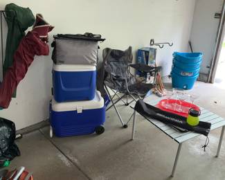 Igloos, Folding Chairs, Ravinia Folding Table, Igloo Ice Buckets 