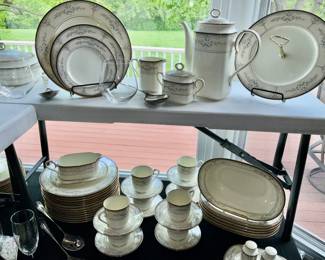 Noritake, China, "Churchill" Pattern. Large set, w/ Serving pieces including platters, Tea & Coffee Service 