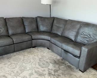 Stickley, Gray Leather Sofa, reclining ends