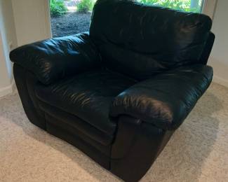 Navy Blue Leather, Chair, Matching Sofa & Loveseat 