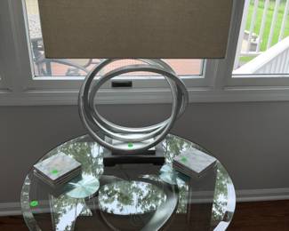 Contemporary Glass Top Table, Contemporary Lamp