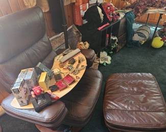 Leather Chair and ottoman 