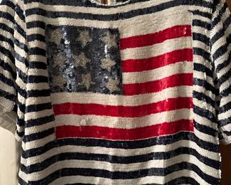 Red White Blue sequined shirt 
