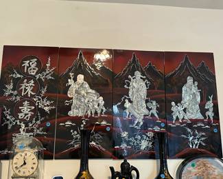 Mother of pearl inlay four piece wall art 