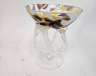 Vintage Jozefina Krasnodar Blown Art Glass Confetti
Splatter Jellyfish Compote