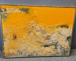 1968 Richard Wilt (Michigan Artist) Abstract Original
Painting - "Western Land Scape"