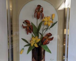 Mid Century Jon Gilmore 3-D Flower Art in Acrylic Case