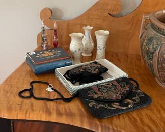Beaded Purse-Music Box- Lenox Vases