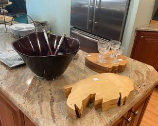 Kitchen Items - Mahogany & Sterling Salad Bowl