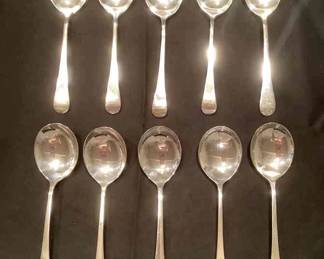  Tuttle 10 Sterling Silver Bouillon Soup Spoons