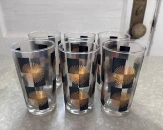 Vintage Atomic Starburst Black & Gold Glasses