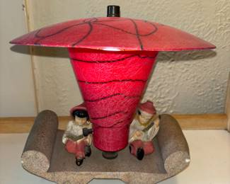 Vintage Oriental Chalkware Lamp