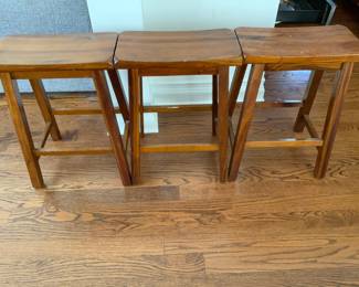 BUY IT NOW: 3 Wood Bar Stools. Measures 17.5W x 24H.  Asking $50 or OBO.