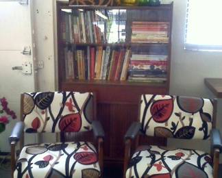 BUY IT NOW:  MCM Reupholstered LazyBoy Chairs with Faux Leather arms and back.  Asking $75 for the pair or OBO.