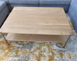 BUY IT NOW:  Four Hands Carlisle Wood and Gold leg Coffee Table from ABT.  Bought in 2020. Measures 36L x 50W.  Originally $2000 asking $300 or OBO. 