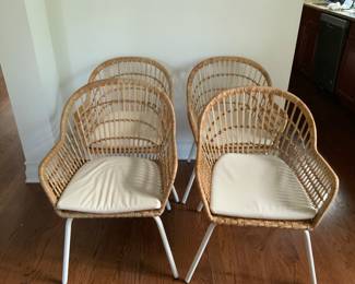 BUY IT NOW:  4 IKEA wicker Chairs. Good condition. Bought in 2020. Originally $135 per chair at IKEA. Asking $200 or OBO for all 4 chairs. 