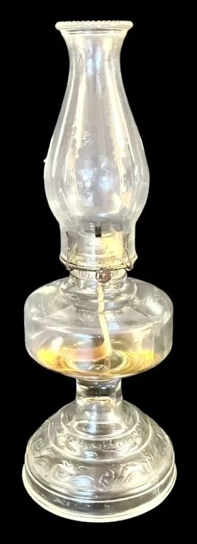 Antique Patterned Glass Oil Lamp