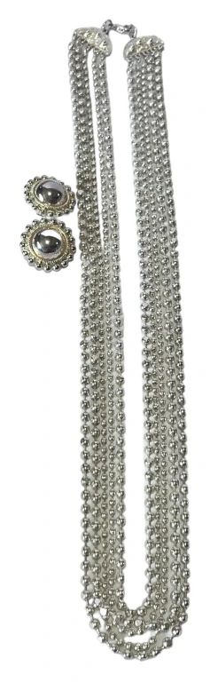 Bright Silver Colored Bead Necklace 
