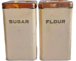 Beauty Ware Metal Flour Sugar Canisters with Copper Tops