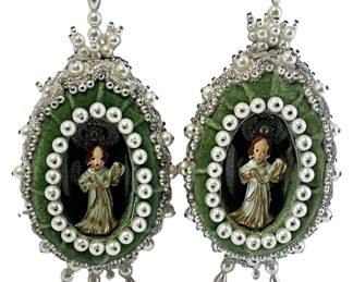 Two Velveteen Beaded Ornaments