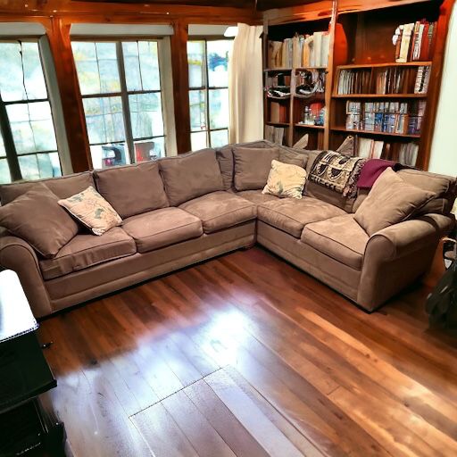 Large Family Room Sectional Loveseat and Sofa, with Sofa Bed.  Longest length measures 80."
