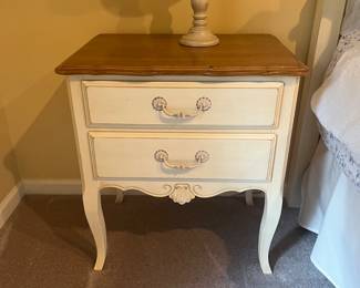 Two Drawer French Provencial Nightstand measuring 25" X 18"