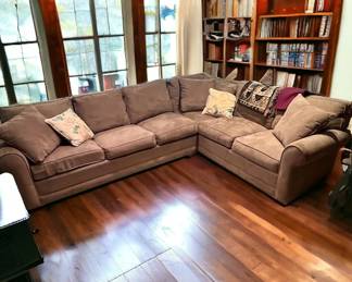 Large Family Room Sectional Loveseat and Sofa, with Sofa Bed.  Longest length measures 80."