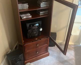 Two drawer, glass door cabinet