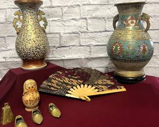 International Traveler Asian Vases, Russian Doll,  Dutch Brass Shoes
